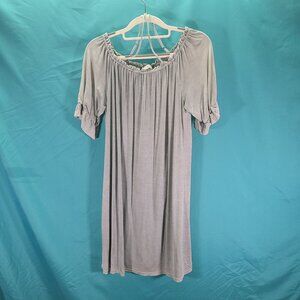 Easel Womens Off-Shoulder Midi Dress M Light Gray Rayon Spandex